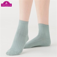 レックアクセサリー オーガニック綿混ショート丈ソックスリブ無地12cm丈 レディス(Ａウスミドリ-21-23CM)