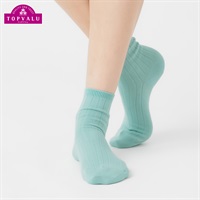 レックアクセサリー オーガニック綿混ショート丈ソックスリブ無地12cm丈 レディス(Ａミドリ-21-23CM)