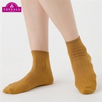 レックアクセサリー オーガニック綿混ショート丈ソックスリブ無地12cm丈 レディス(コイキイロ-21-23CM)