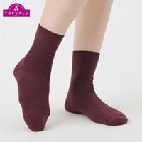 レッグアクセサリー 無地カラーオーガニック綿平編みクルー丈ソックス15cm丈 レディス(コイアカ-21-23CM)