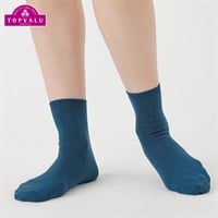 レッグアクセサリー 無地カラーオーガニック綿平編みクルー丈ソックス15cm丈 レディス(Ａアオ-21-23CM)