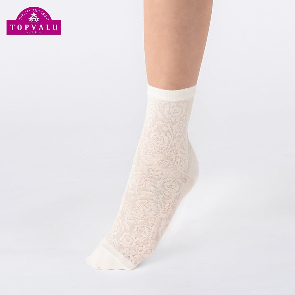 レッグアクセサリー 3足よりどりソックス フラワーレースクルー