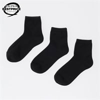カジュアルソックス3足組 無地ショート丈ソックス レディス トップバリュ ベストプライス(TOPVALU BESTPRICE)(クロ-23ｰ25CM)