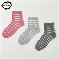 カジュアルソックス3足組 ボーダーショート丈ソックス レディス トップバリュ ベストプライス(TOPVALU BESTPRICE)(コミ-23ｰ25CM)