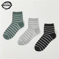 カジュアルソックス3足組 ボーダーショート丈ソックス レディス トップバリュ ベストプライス(TOPVALU BESTPRICE)(ソノタ３-23ｰ25CM)