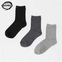カジュアルソックス平無地クルー3足組 レディス トップバリュ ベストプライス(TOPVALU BESTPRICE)(グレー×チャコールグレー×クロ-23ｰ25CM)