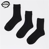 カジュアルソックス3足組 リブ無地クルー丈ソックス レディス トップバリュ ベストプライス(TOPVALU BESTPRICE)(クロ-23ｰ25CM)