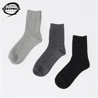 カジュアルソックス3足組 リブ無地クルー丈ソックス レディス トップバリュ ベストプライス(TOPVALU BESTPRICE)(グレー×チャコールグレー×クロ-23ｰ25CM)