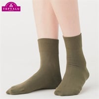 レッグアクセサリー 無地カラー薄地クルー丈ソックス15cm丈 レディス(コイミドリ-21-23CM)