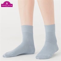 レッグアクセサリー 無地カラー薄地クルー丈ソックス15cm丈 レディス(ウスアオ-21-23CM)