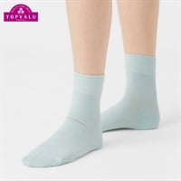 レッグアクセサリー 無地カラー薄地クルー丈ソックス15cm丈 レディス(ウスミドリ-21-23CM)