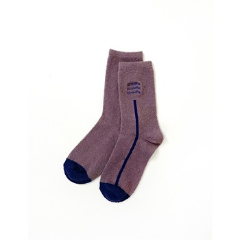 NIRMATA BASIC 波刺繍ブークレソックス レディス(ムラサキ-23-25CM)