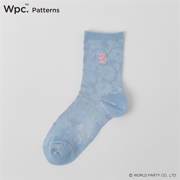 Wpc. Patterns クルー丈 花刺繍  吸水速乾 レディス(ウスアオ-23-25CM)