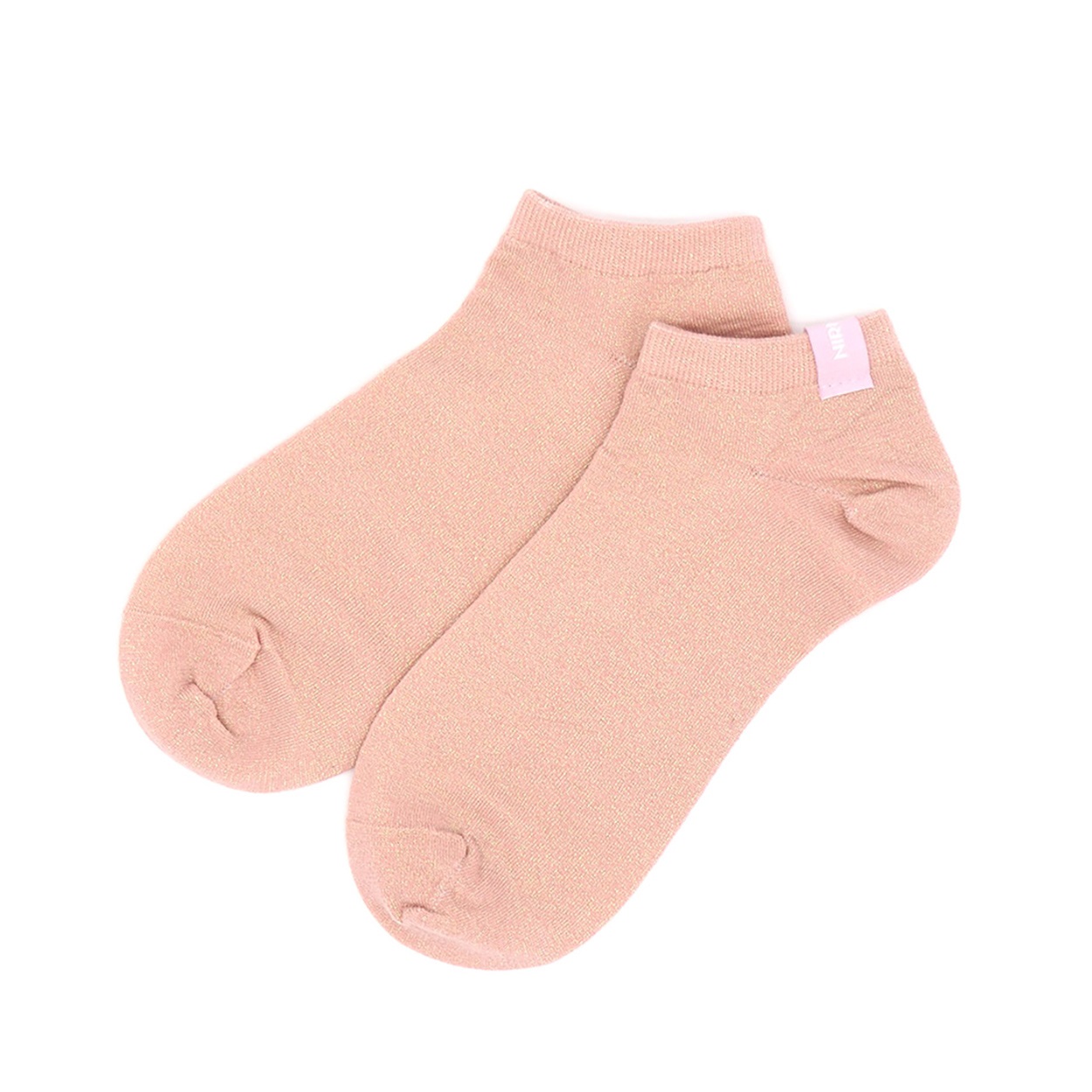 NIRMATA BASIC ラメ糸ピスネームスニーカー丈ソックス レディス(ピンク-23-25CM)