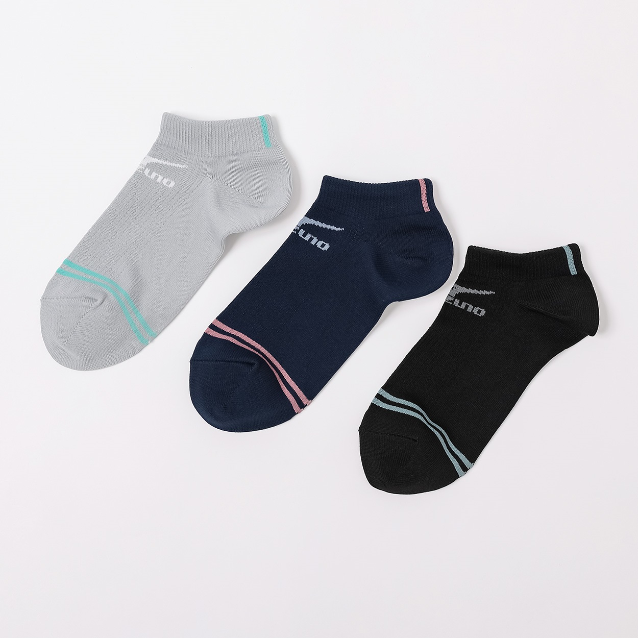 mizuno(ミズノ) 3足組スニーカー 2本ライン DRY甲メッシュ レディス(コミ-23-25CM)