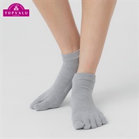 5本指スニーカー丈ソックス滑り止め付き レディス トップバリュ BODY SWITCH(ボディスイッチ)(グレー-23-25CM)