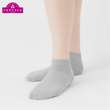 コットン鹿の子編みスニーカー丈ソックス レディス トップバリュ PEACE FIT(ピースフィット)(グレー-21-23CM)