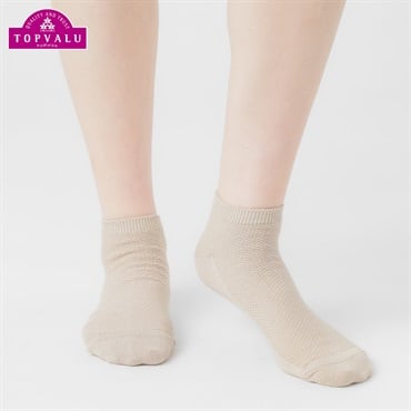 コットン鹿の子編みスニーカー丈ソックス レディス トップバリュ PEACE FIT(ピースフィット)(ベ－ジュ-21-23CM)