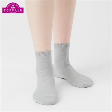 コットン鹿の子編みショート丈ソックス レディス トップバリュ PEACE FIT(ピースフィット)(グレー-21-23CM)