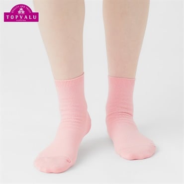 コットン鹿の子編みショート丈ソックス レディス トップバリュ PEACE FIT(ピースフィット)(ピンク-21-23CM)