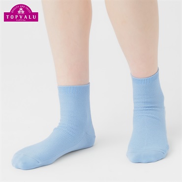 コットン鹿の子編みショート丈ソックス レディス トップバリュ PEACE FIT(ピースフィット)(アオ-21-23CM)