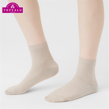 コットン鹿の子編みショート丈ソックス レディス トップバリュ PEACE FIT(ピースフィット)(ベ－ジュ-21-23CM)