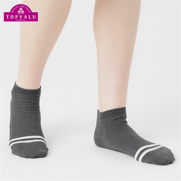 コットンリンクス編みスニーカー丈ソックス レディス トップバリュ PEACE FIT(ピースフィット)(チャコ－ルグレ－-21-23CM)