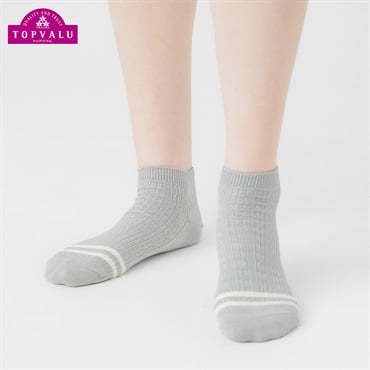 コットンリンクス編みスニーカー丈ソックス レディス トップバリュ PEACE FIT(ピースフィット)(グレー-21-23CM)