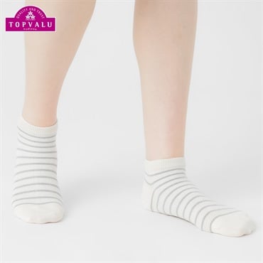 コットンメッシュボーダー柄スニーカー丈ソックス レディス トップバリュ PEACE FIT(ピースフィット)