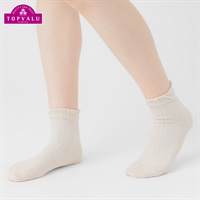 コットンメッシュストライプ柄ショート丈ソックス レディス トップバリュ PEACE FIT(ピースフィット)(ウスベ－ジュ-21-23CM)