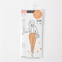 満足 キレイに透ける ひざ下丈 30デニール レディス(クロ-22-25CM)