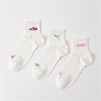 PUMA(プーマ) ソックス3足組 ショート丈 レディス(シロ-23-25CM)