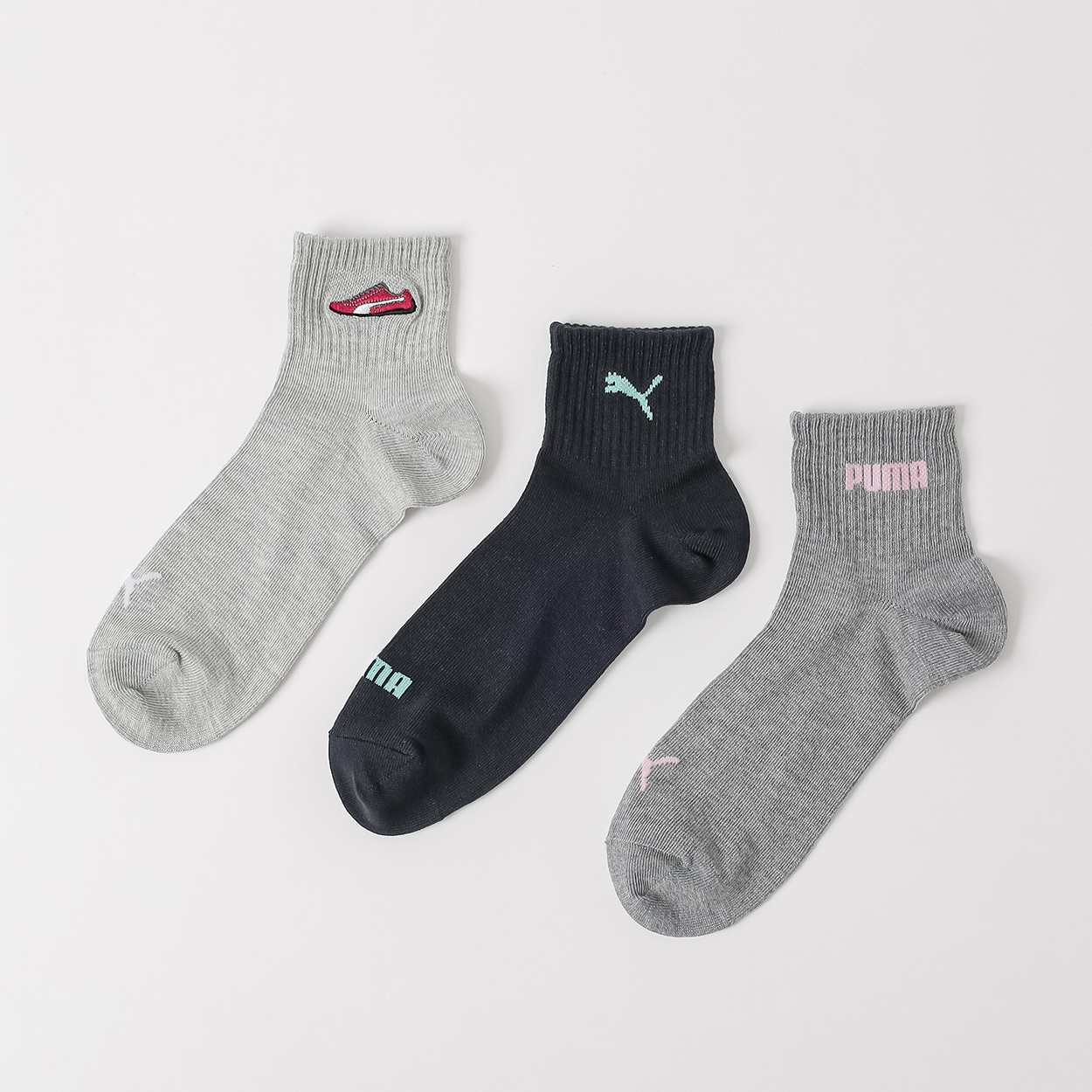 PUMA(プーマ) ソックス3足組 ショート丈 レディス(セットアソート-23-25CM)