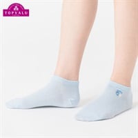 レッグアクセサリー 花刺繍柄スニーカー丈ソックス レディス(ウスアオ-23-25CM)