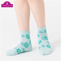 レッグアクセサリー ハイビスカス柄ショート丈ソックス レディス(ウスミドリ-23-25CM)