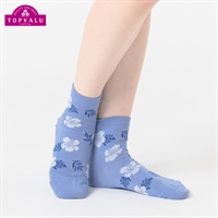 レッグアクセサリー ハイビスカス柄ショート丈ソックス レディス(アオ-23-25CM)