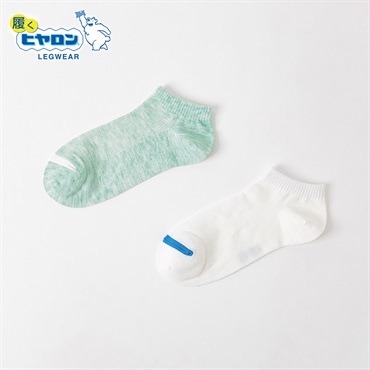 ヒヤロン 2足組鹿の子編みスニーカー丈ソックス レディス