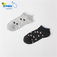 ヒヤロン 2足組猫柄スニーカー丈ソックス レディス(コミ-23-25CM)