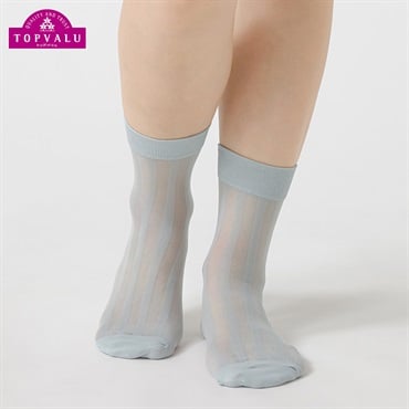 レッグアクセサリー ストライプクルー丈 レディス(ウスグレー-23-25CM)