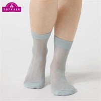 レッグアクセサリー ストライプクルー丈 レディス(ウスグレー-23-25CM)