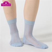 レッグアクセサリー ストライプクルー丈 レディス(アオ-23-25CM)