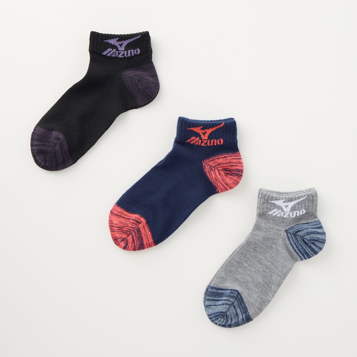 mizuno(ミズノ) 3足組スニーカー ロゴ切り替え レディス(コミ-23-25CM)