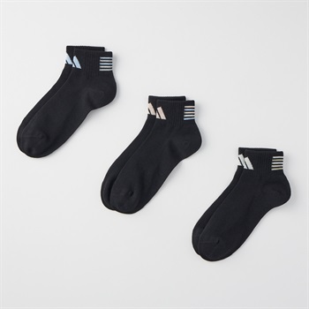 adidas(アディダス) ショート丈ソックス 3足組  消臭 つま先かかと補強 破れにくい長持ち設計 レディス(クロ-23-25CM)
