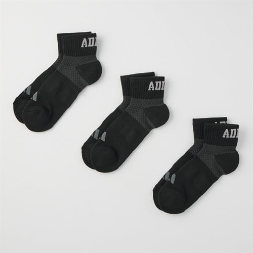 adidas(アディダス) ショート丈ソックス 3足組  足底ギュッと引き締め つま先かかとパイル レディス(クロ-23-25CM)
