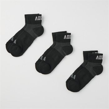 adidas(アディダス) ショート丈ソックス 3足組  足底ギュッと引き締め つま先かかとパイル レディス(クロ-23-25CM)