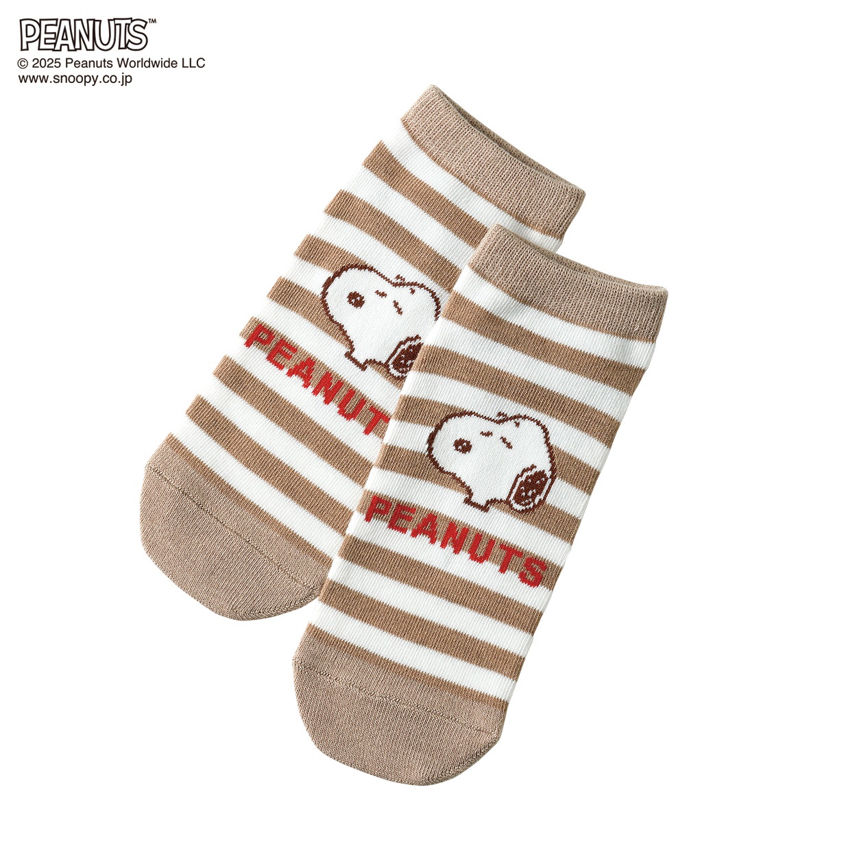 ＰＥＡＮＵＴＳ  スヌーピーボーダー柄 レディス(ベ－ジュ-23-25CM)