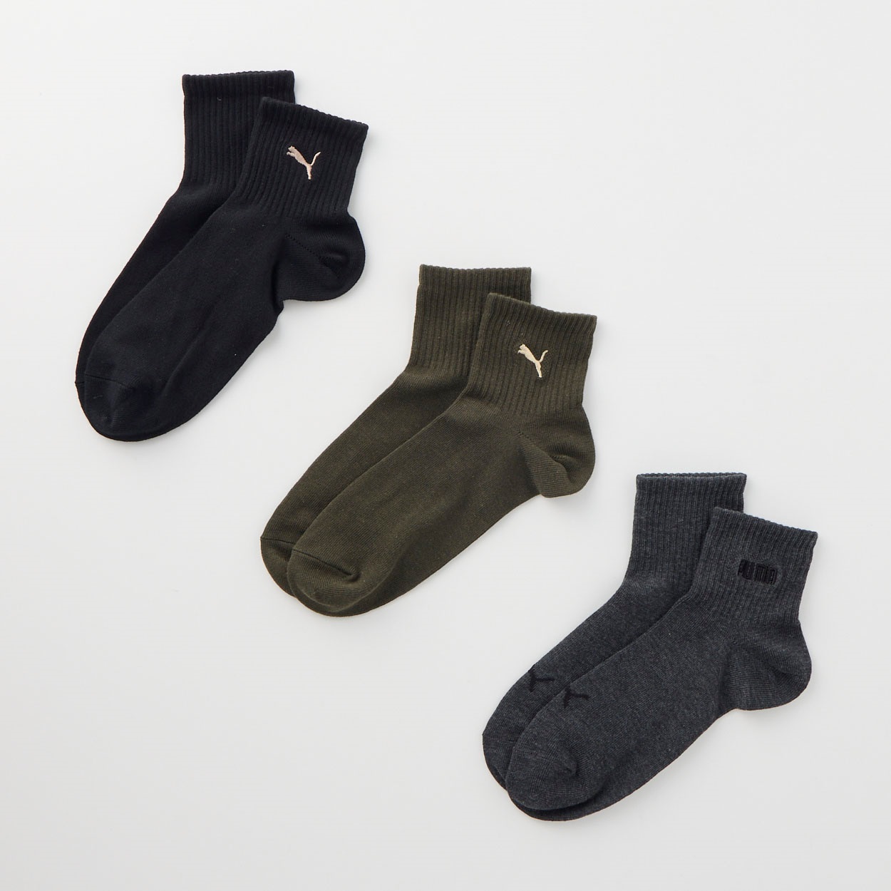 PUMA(プーマ) ロゴ刺繍入りソックス3足組 レディス(セットアソート-23-25CM)