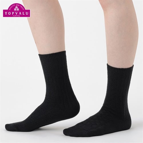 WARMふんわりタッチ ケーブルクルーソックス レディス