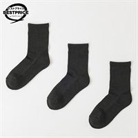 足底パイル編みであたたかいソックス3足組 クルー丈 レディス トップバリュ ベストプライス(TOPVALU BESTPRICE)(クロ-23ｰ25CM)