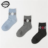 足底パイル編みであたたかいソックス3足組 ショート丈 レディス トップバリュ ベストプライス(TOPVALU BESTPRICE)(ウスアオ・チャコールグレー・クロ-23ｰ25CM)